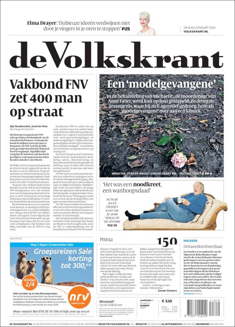 Portada de De Volkskrant (Pa&iacute;ses Bajos)