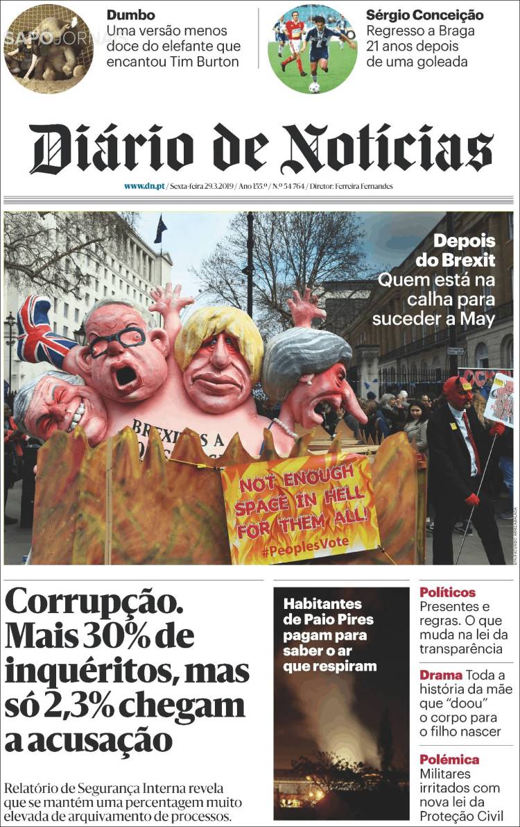 Portada de Diário de Noticias (Portugal)
