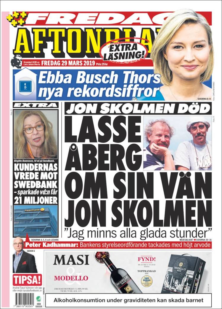 Portada de Aftonbladet (Suecia)