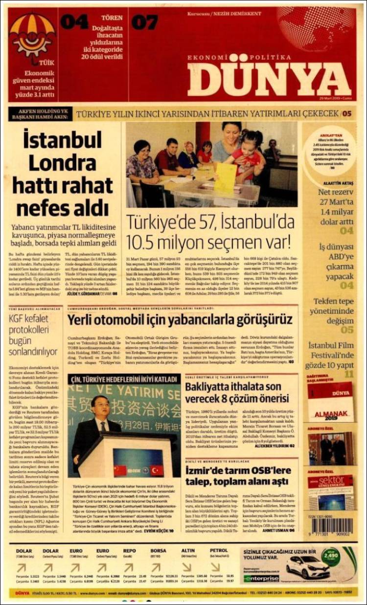 Portada de Dünya (Turqu&iacute;a)