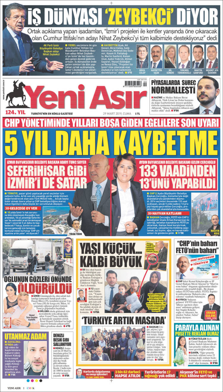 Portada de Yeni Asır (Turqu&iacute;a)