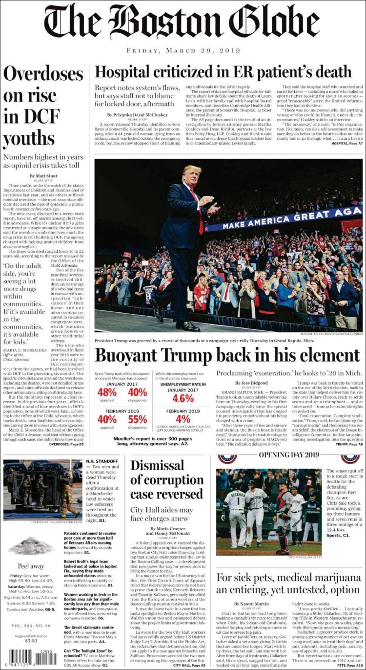 Portada de Boston Globe (USA)
