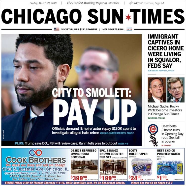 Portada de Chicago Sun-Times (USA)