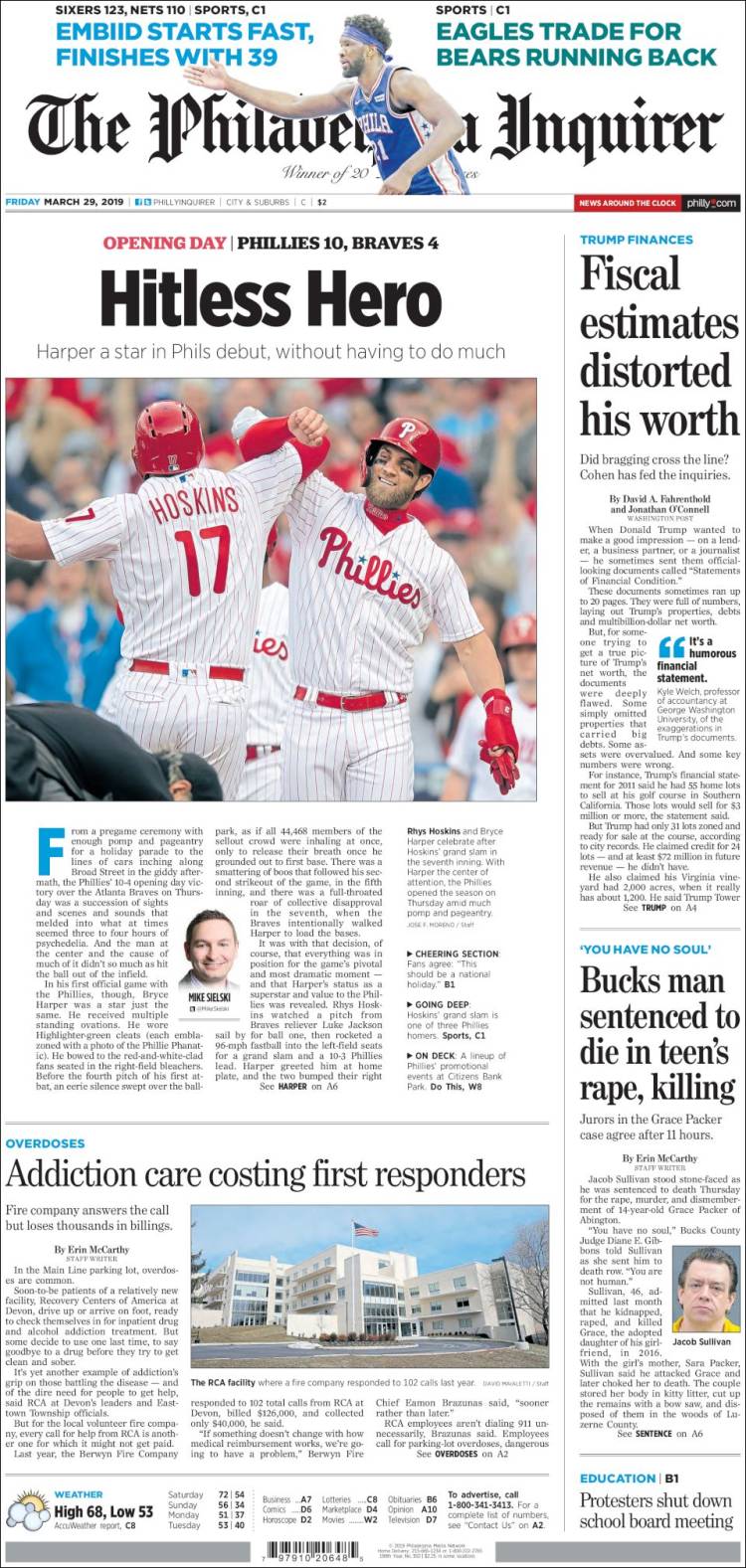 Portada de Philadelphia Inquirer (USA)
