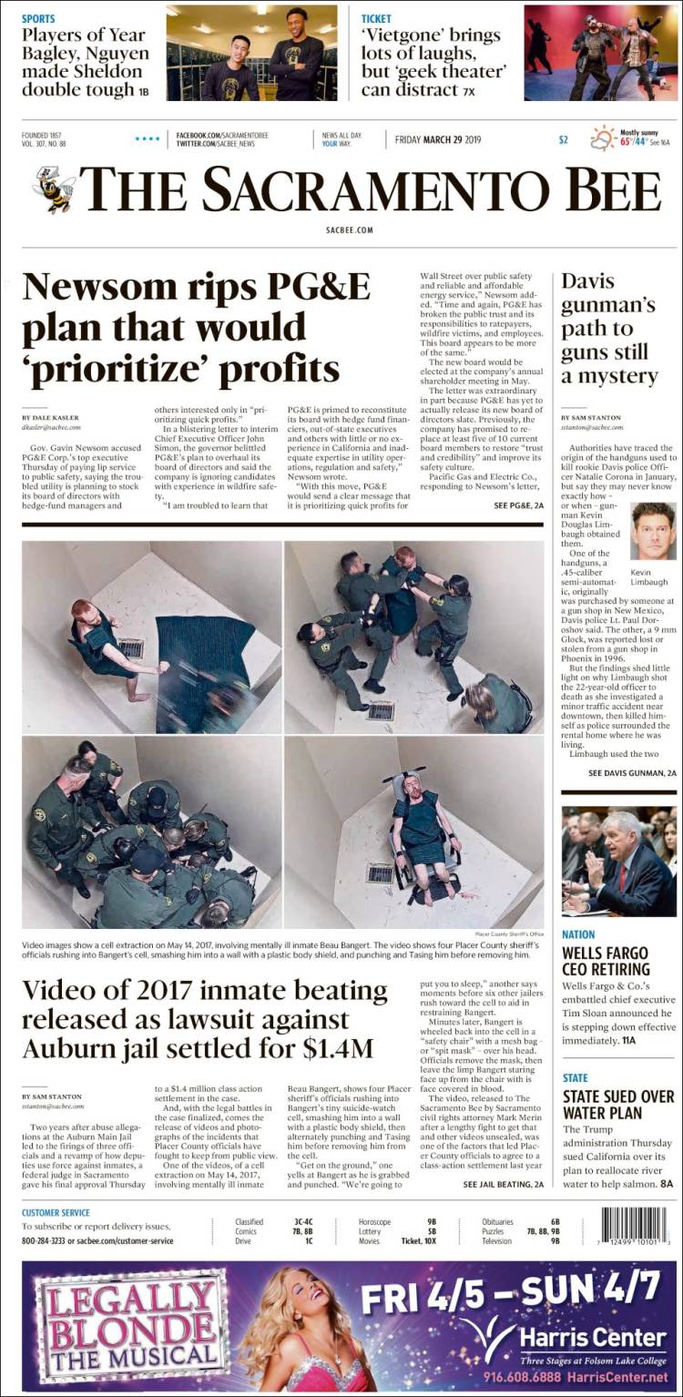 Portada de The Sacramento Bee (USA)