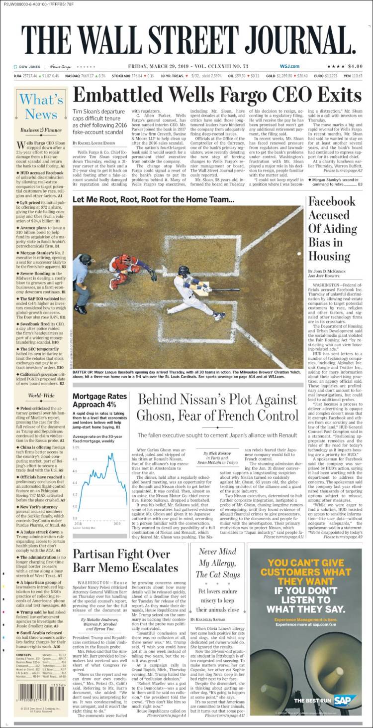 Portada de Wall Street Journal (USA)