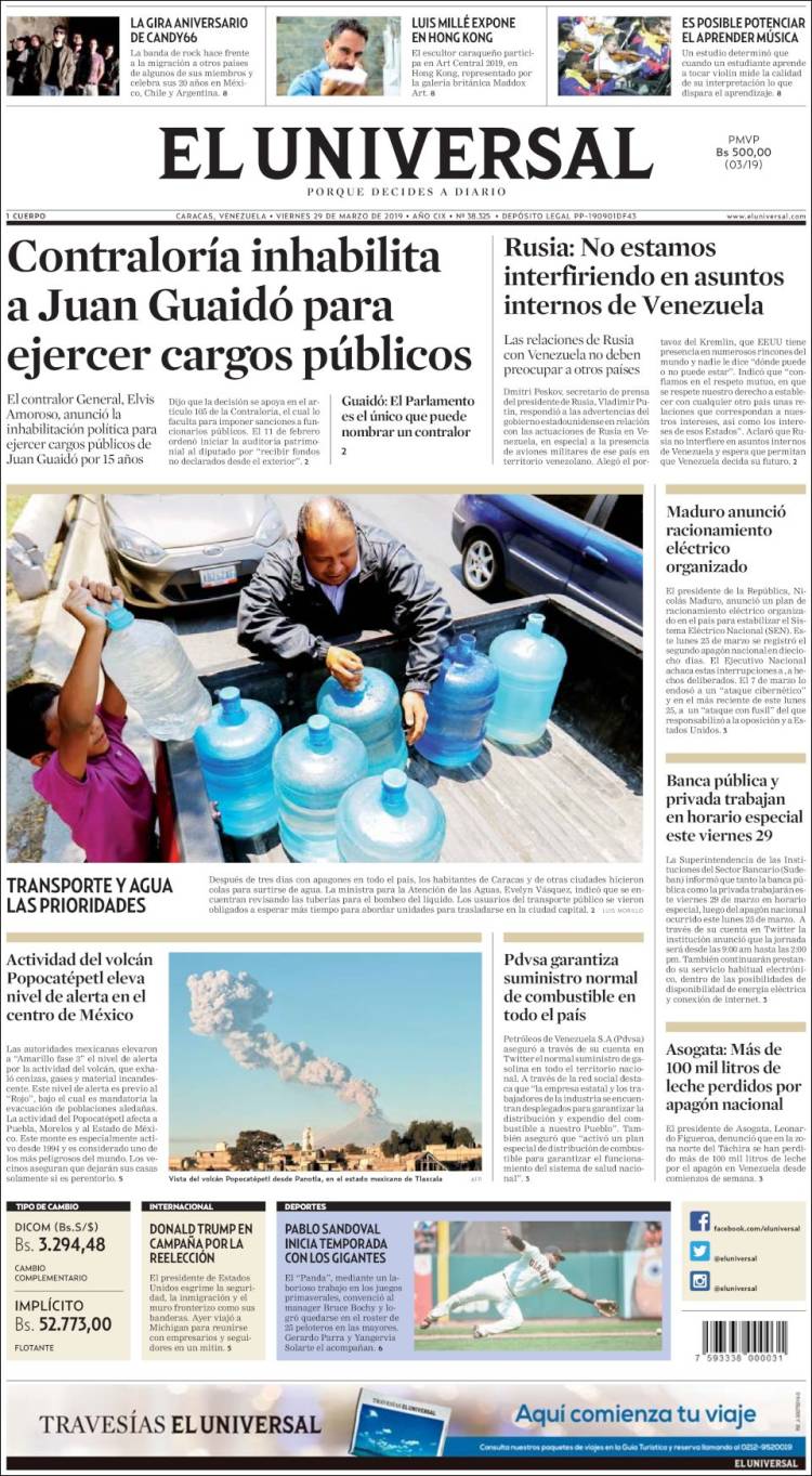 Portada de Universal (Venezuela)