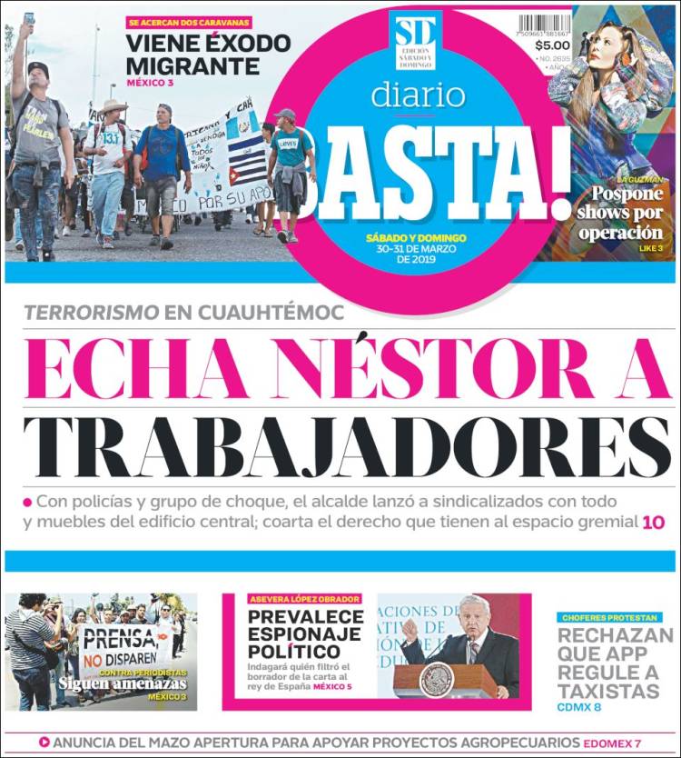 Portada de Diario Basta (México)