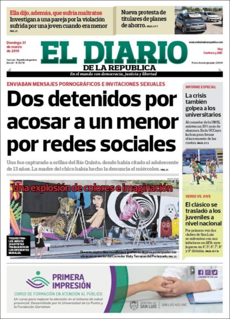 Portada de Diario de la República (Argentina)