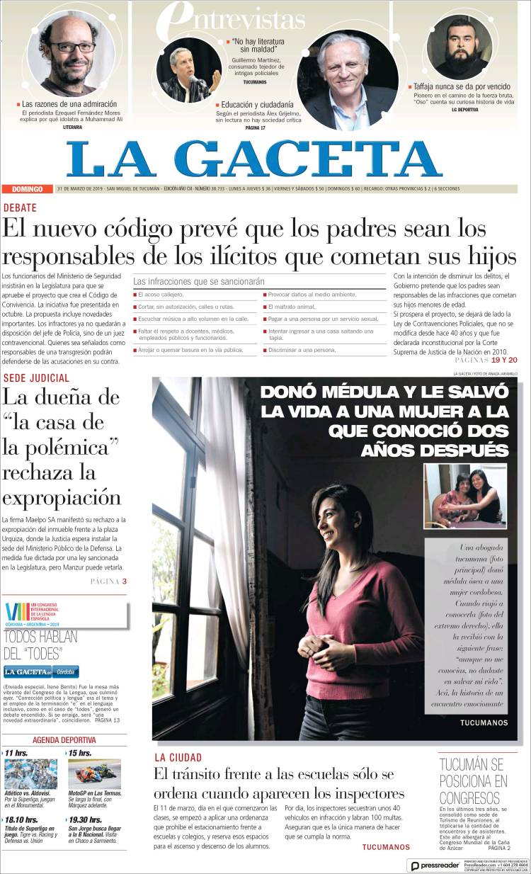 Portada de La Gaceta (Argentina)