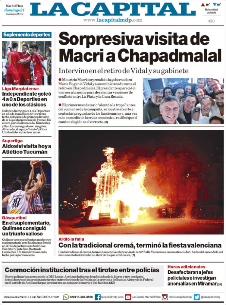 Portada de Diario La Capital - Mar del Plata (Argentina)