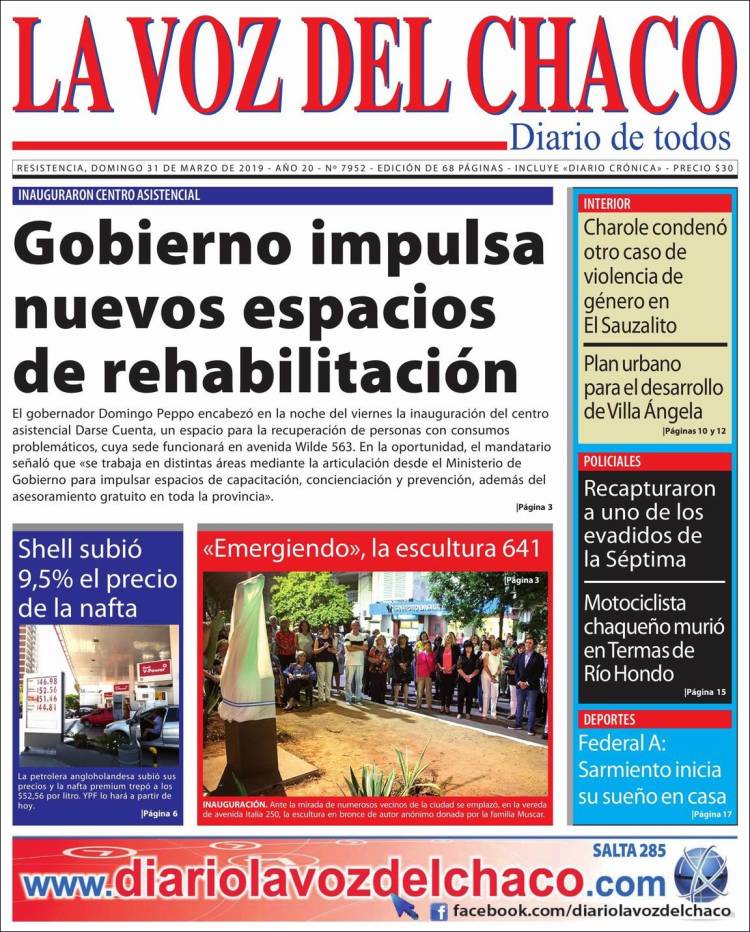Portada de La Voz del Chaco (Argentina)