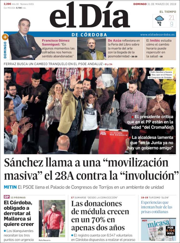 Portada de El Día de Córdoba (España)