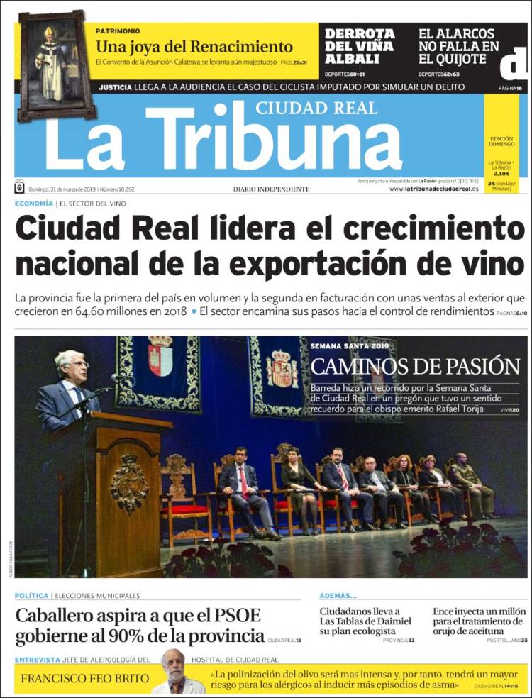 Portada de La Tribuna de Ciudad Real (España)