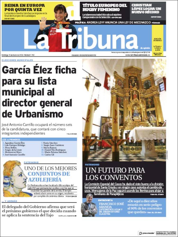 Portada de La Tribuna de Toledo (España)