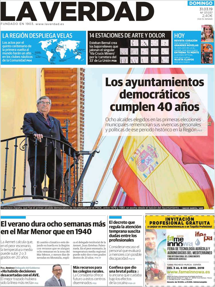 Portada de La Verdad de Murcia (España)