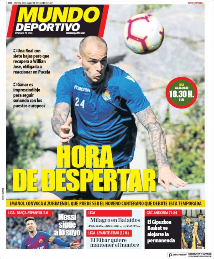 Portada de Mundo Deportivo Gipuzkoa (España)