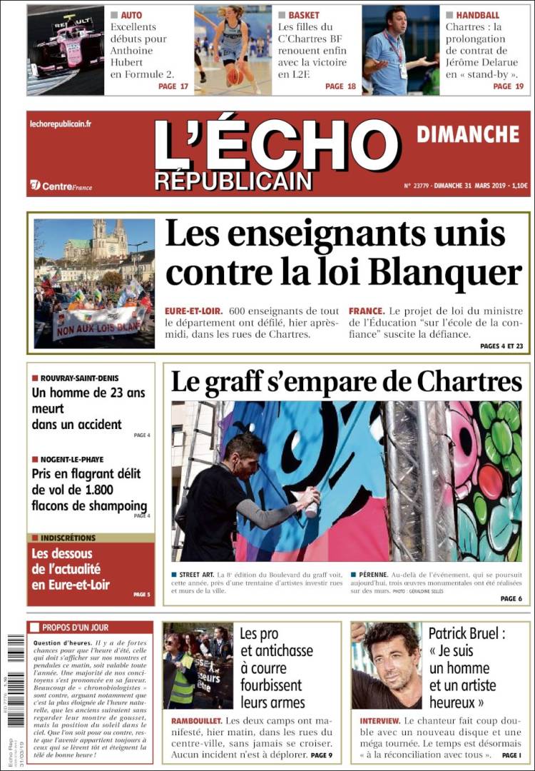 Portada de L'Echo Républicain (Francia)