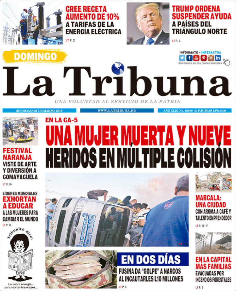 Portada de La Tribuna (Honduras)
