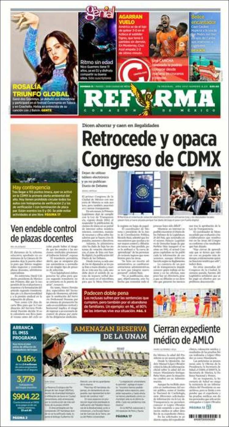 Portada de Reforma (M&eacute;xico)