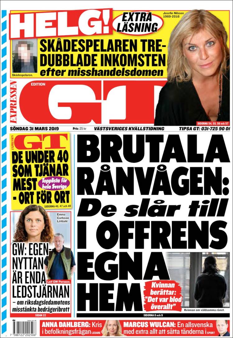 Portada de Göteborgstidningen (Suecia)