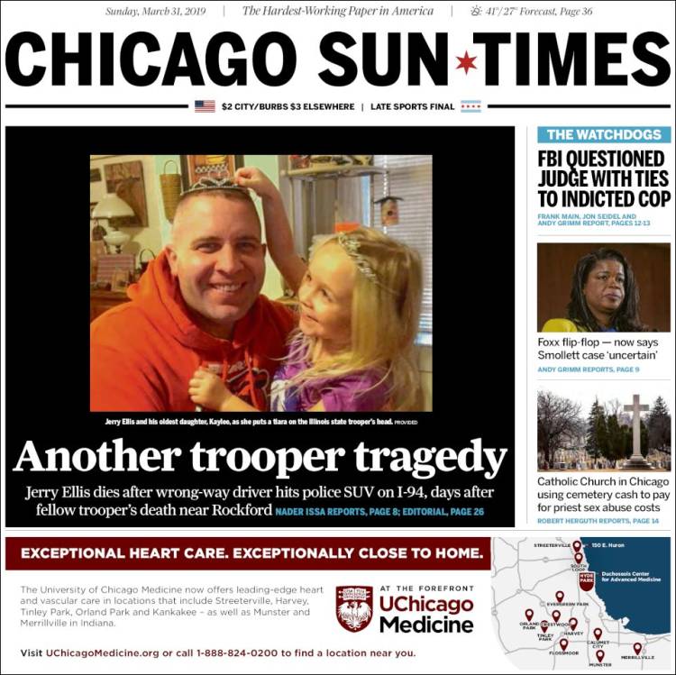 Portada de Chicago Sun-Times (USA)