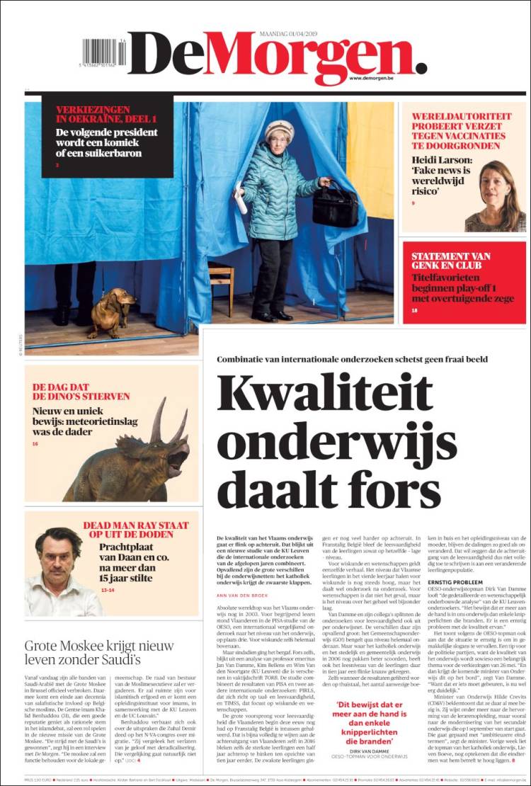 Portada de De Morgen (B&eacute;lgica)