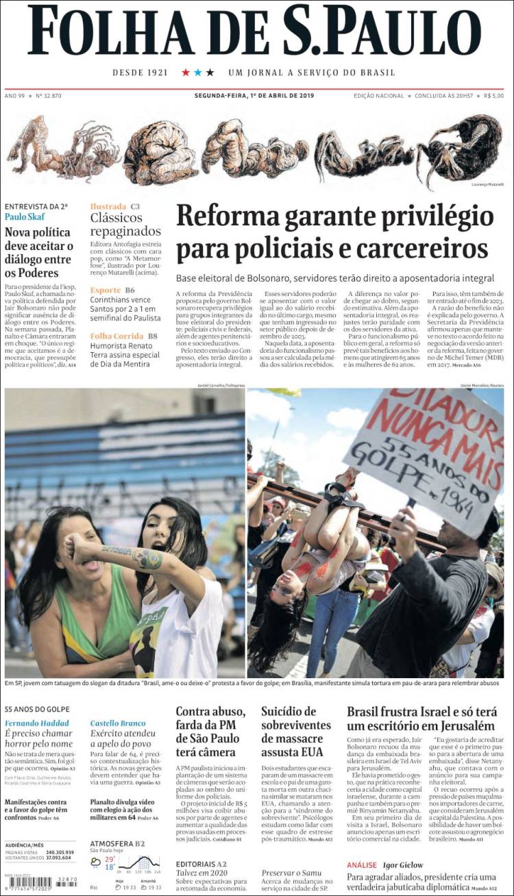 Portada de Folha de São Paulo (Brasil)