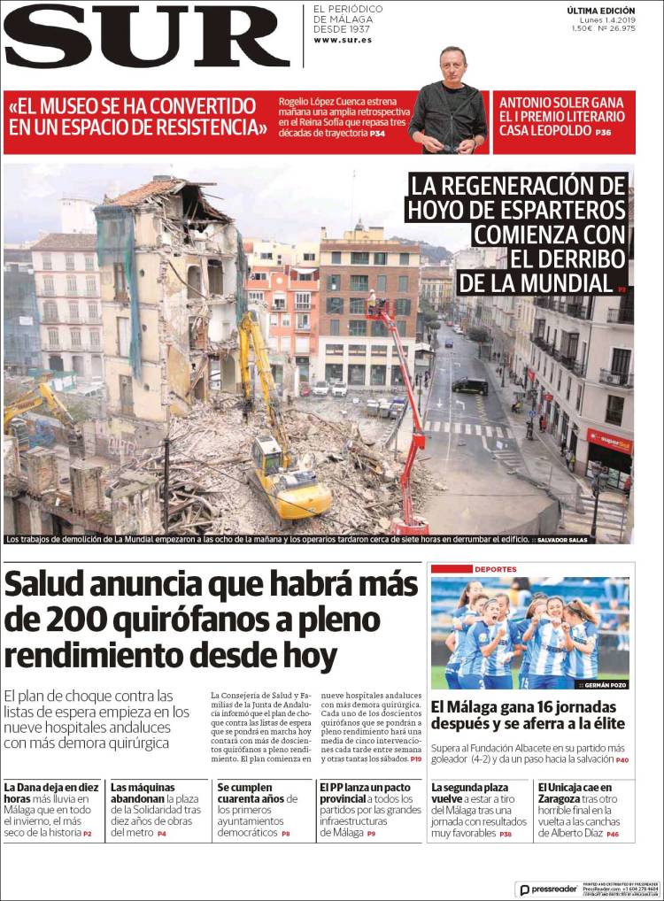 Portada de Diario el Sur (España)