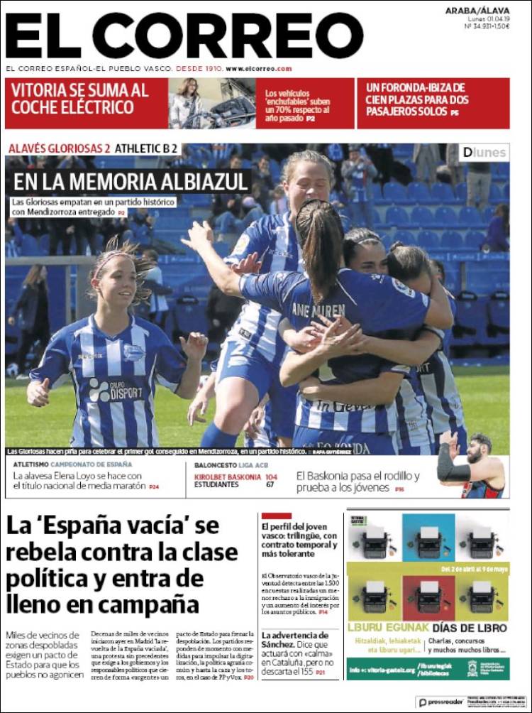 Portada de El Correo - Álava (Spain)