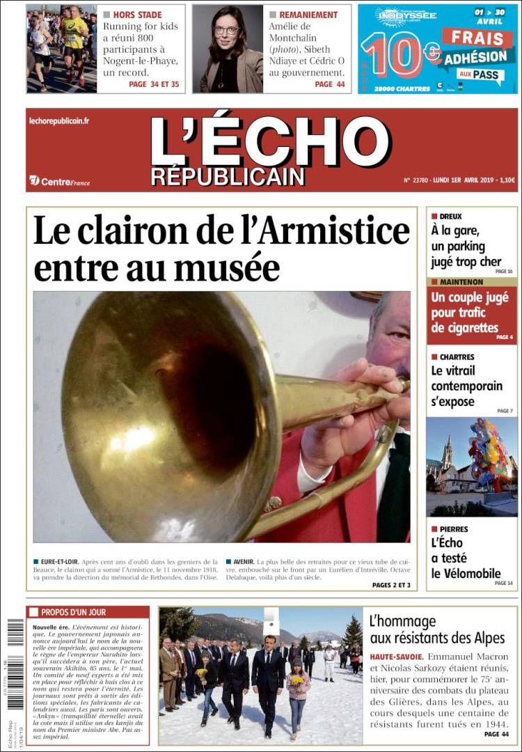 Portada de L'Echo Républicain (Francia)