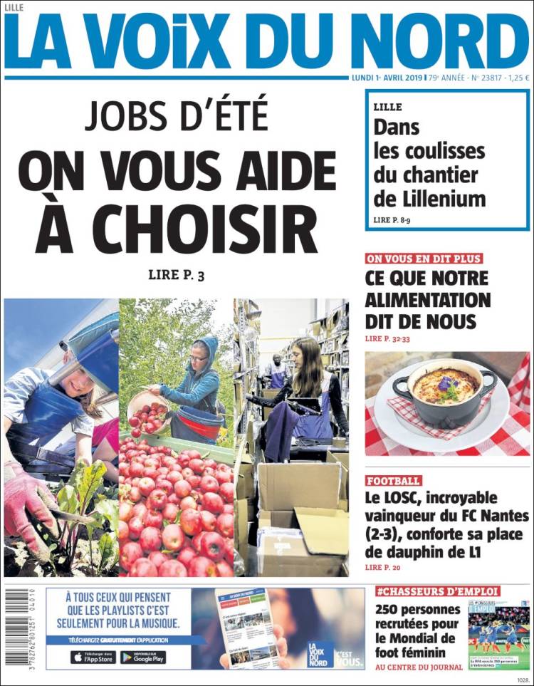 Portada de La Voix du Nord (Francia)