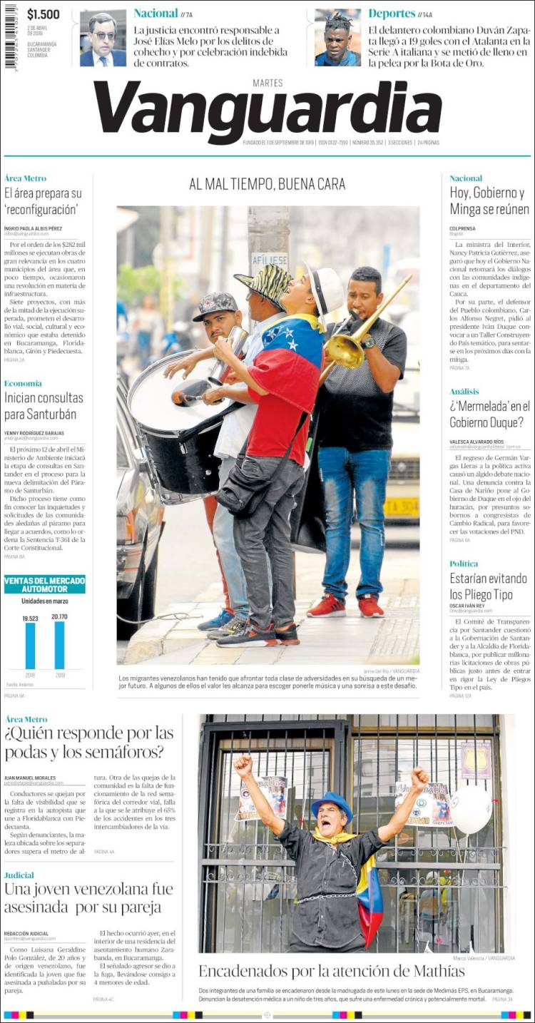 Portada de Vanguardia Liberal (Colombia)