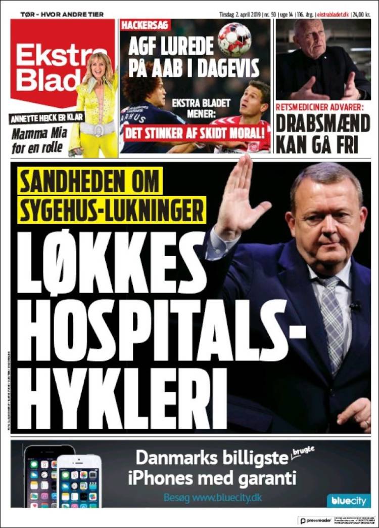 Portada de Ekstra Bladet (Dinamarca)