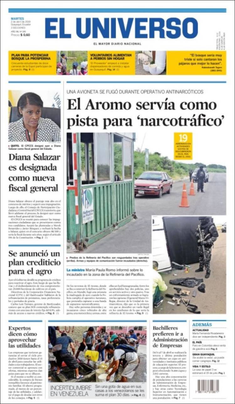 Portada de El Universo - Ecuador (Ecuador)