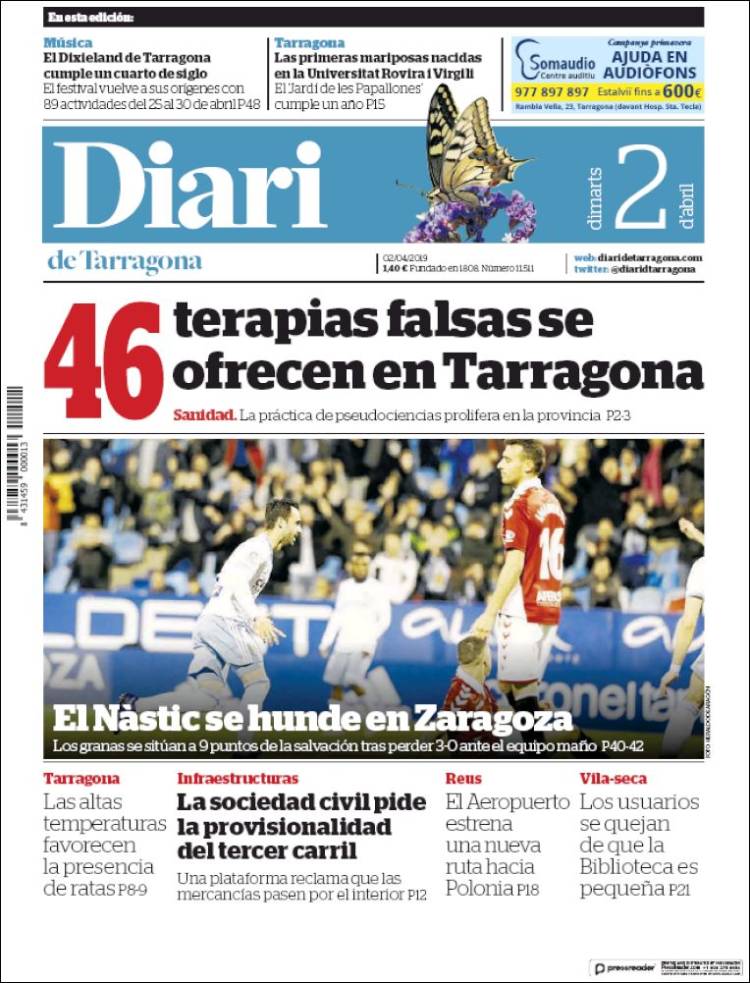 Portada de Diari de Tarragona (Espa&ntilde;a)