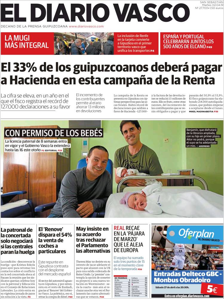 Portada de Diario Vasco (Espa&ntilde;a)