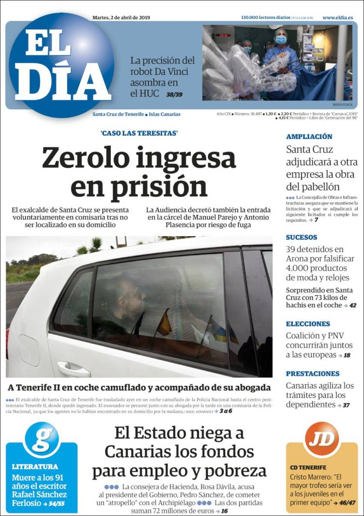 Portada de El Día (Espa&ntilde;a)