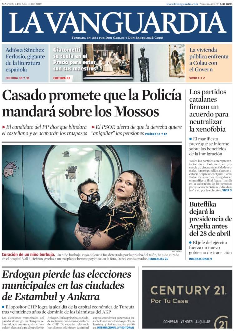 Portada de La Vanguardia (Espa&ntilde;a)