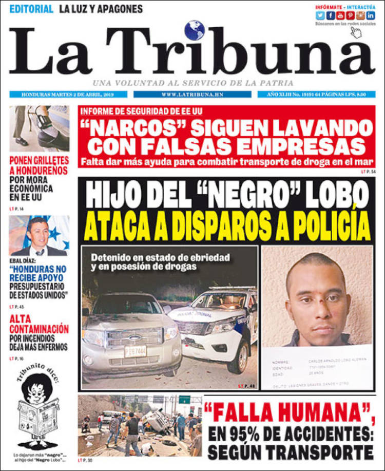 Portada de La Tribuna (Honduras)