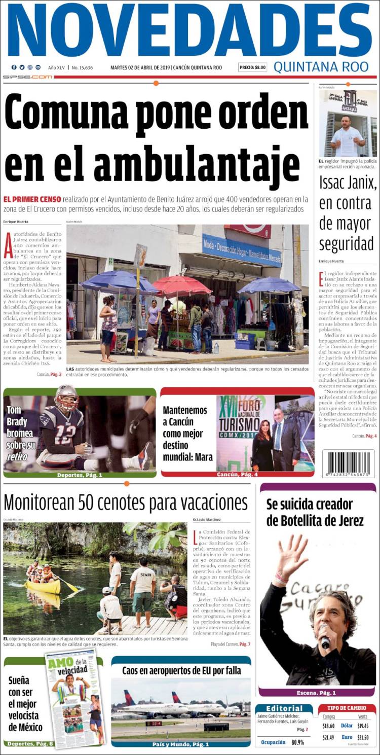 Portada de Novedades de Quintana Roo (M&eacute;xico)