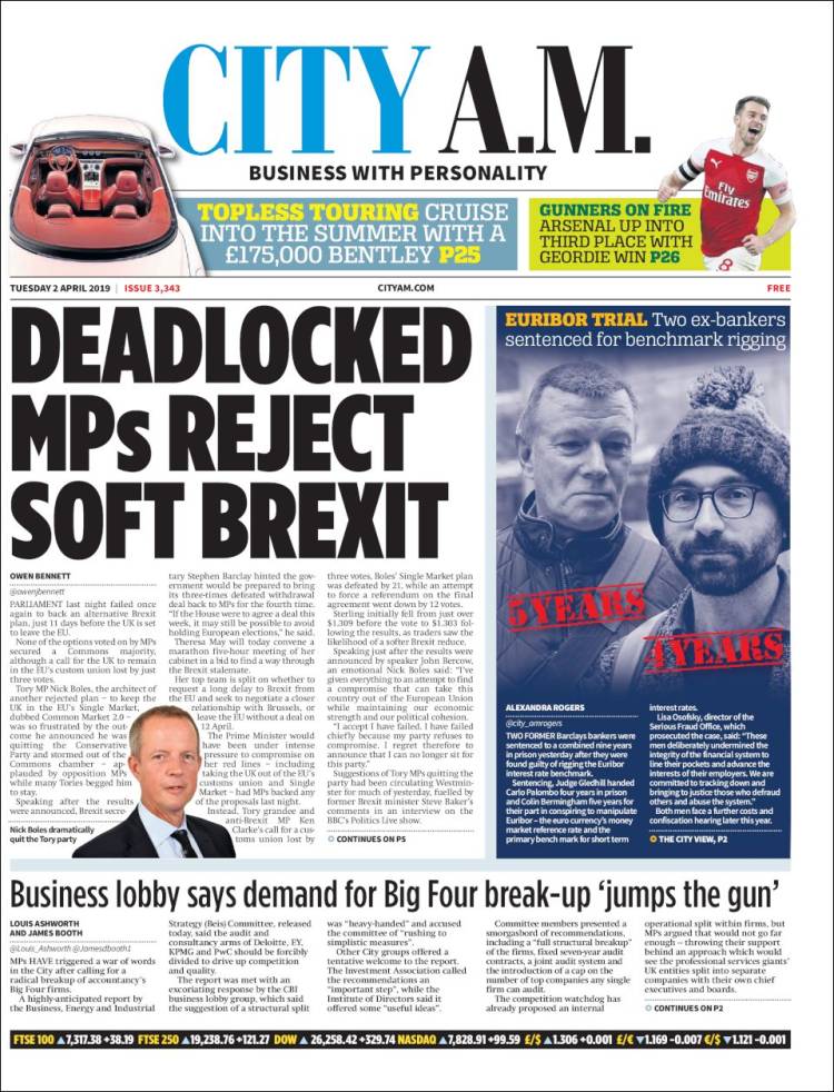 Portada de City A.M. (Reino Unido)