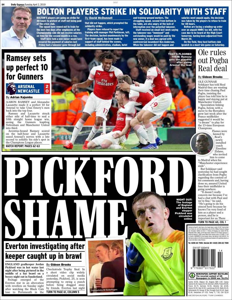 Portada de Express Sport (Reino Unido)