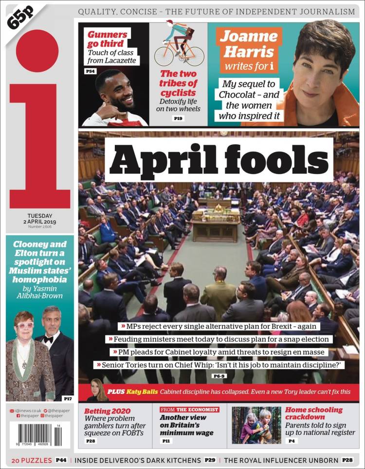 Portada de The i (Reino Unido)