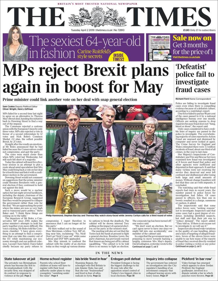 Portada de The Times (Reino Unido)