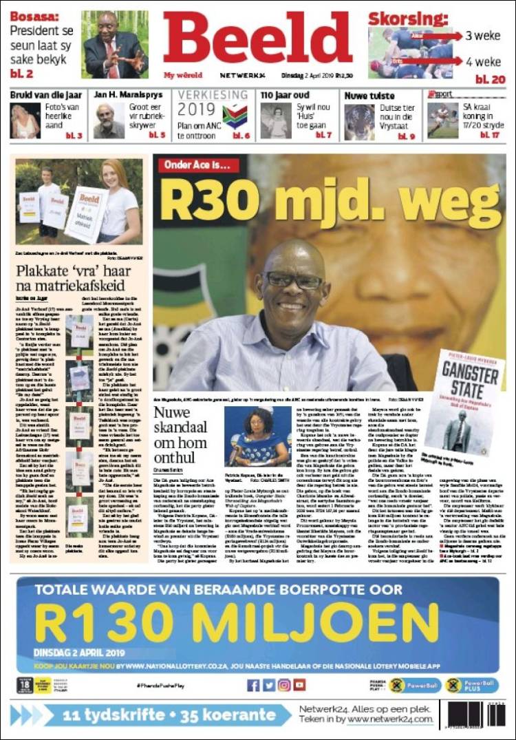 Portada de Beeld (Sud&aacute;frica)