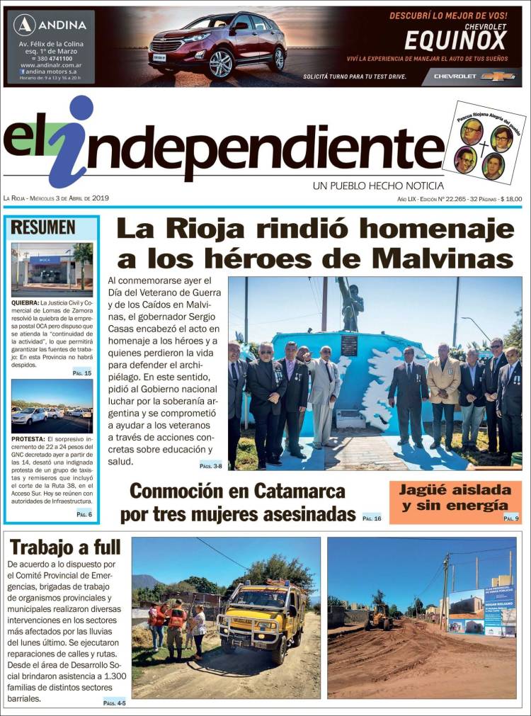 Portada de El Independiente (Argentina)