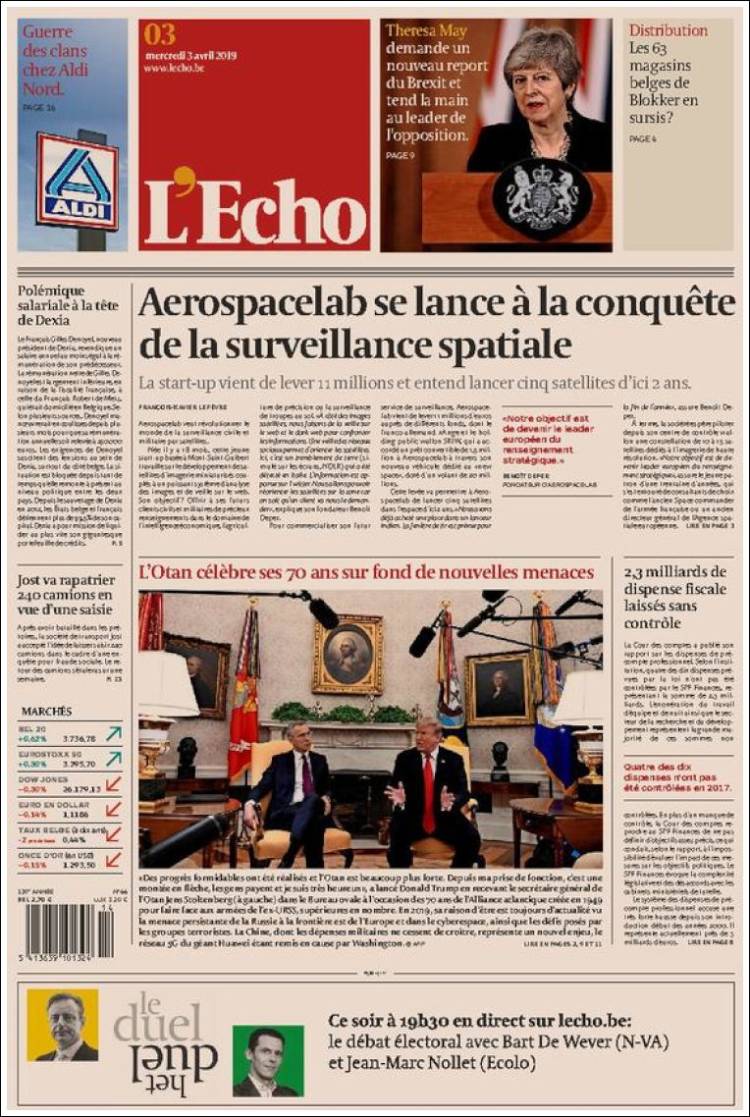 Portada de L'Echo (B&eacute;lgica)