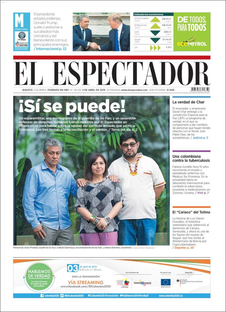 Portada de El Espectador (Colombia)