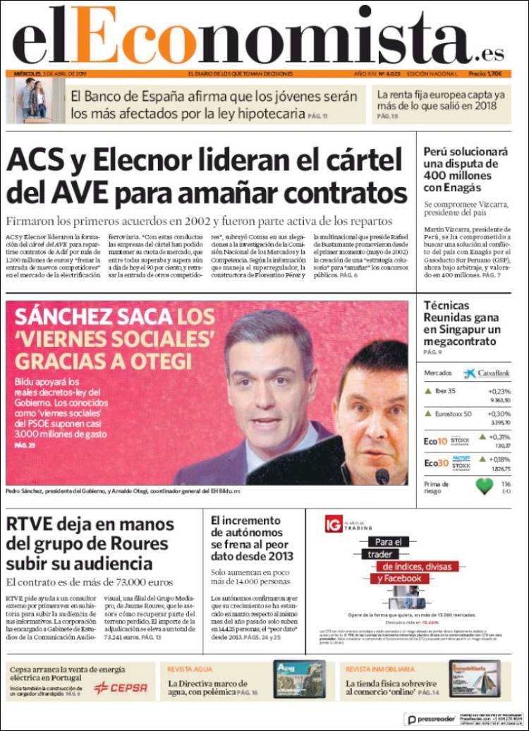Portada de El Economista (Espa&ntilde;a)